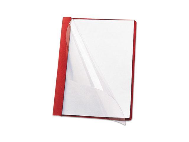 Smead Poly Report Cover Tang Clip Letter 1/2' Capacity Clear/Red 25/Box 87461