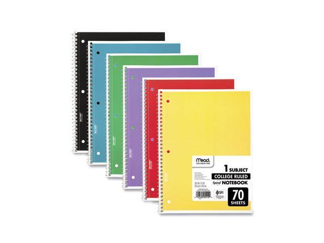 Mead Spiral Notebook College Rule 10 1/2' x 8' 70 Pages 6 Books/Pack 73065