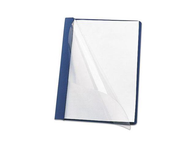 Smead Poly Report Cover Tang Clip Letter 1/2' Capacity Clear/Dark Blue 25/Box