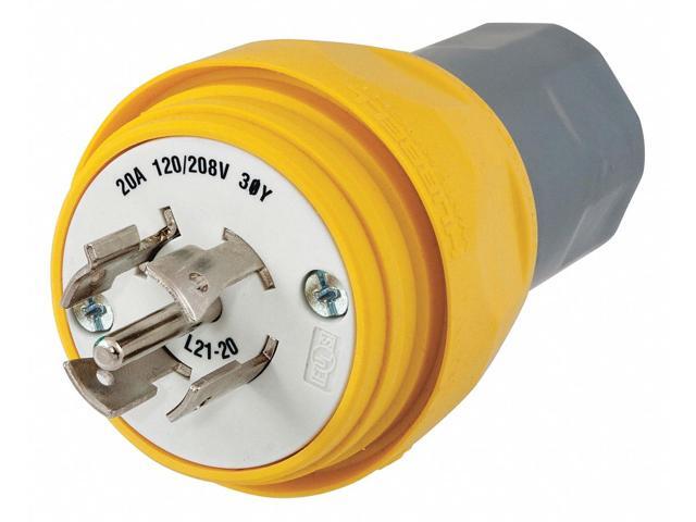 HUBBELL WIRING DEVICE-KELLEMS HBL26W81 Watertight Locking Plug, L21-20P, 20 A,