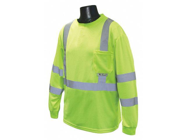 Radians Hi-Visibility Green Polyester Long Sleeve Shirt, Size: 4XL, ANSI Class 3