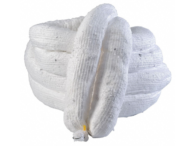 BRADY SPC520 Sorbent Boom, 32 gal, 5 in x 20 ft, Oil, White, 2 PK