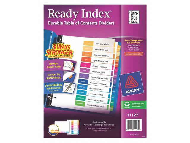 Avery 11127 Ready Index Contemporary Table of Contents Divider, Jan-Dec, Multi, Letter