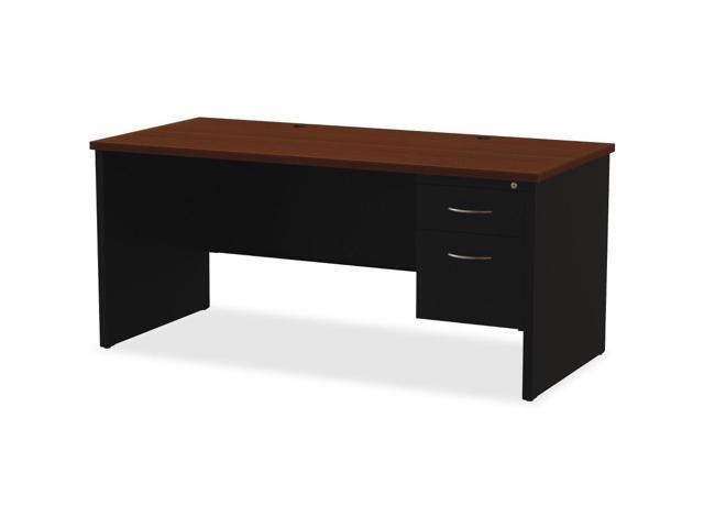 Lorell Right Pedestal Desk 30'x66' Black/Walnut 79145