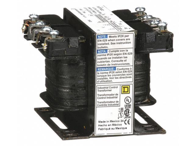 SQUARE D 9070T50D2 Control Transformer, 50 VA, Not Rated, 24V AC, 240/480V AC