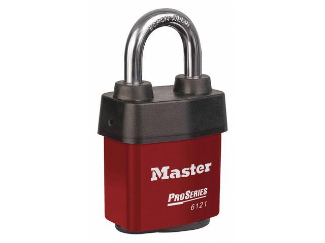 MASTER LOCK 6121RED Lockout Padlock, Keyed Different, Steel, Red, 1 1/8 in
