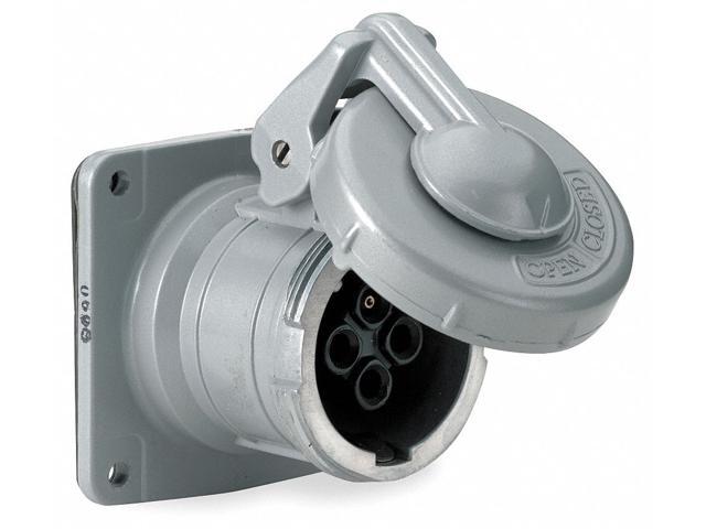 HUBBELL WIRING DEVICE-KELLEMS HBL430RS1W Watertight Pin & Sleeve Receptacle, 30