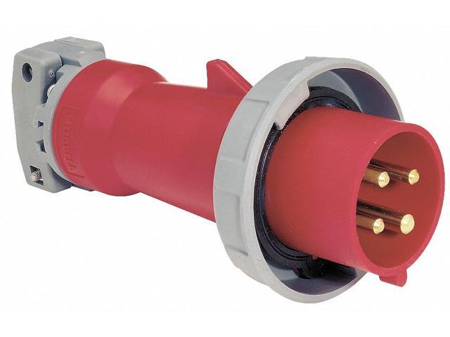 HUBBELL WIRING DEVICE-KELLEMS HBL4100P7W Watertight Pin & Sleeve Plug, 100 A,