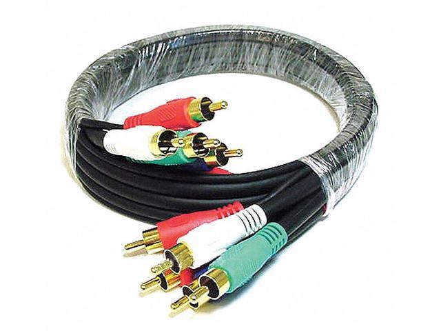 Monoprice 5-RCA Component Video/Audio Coaxial Cable (RG-59/U) - 3 Feet - Black 22AWG, Gold Plated
