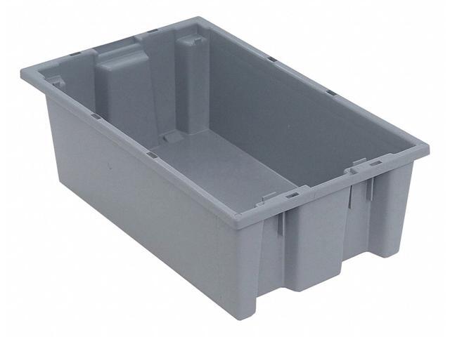 QUANTUM STORAGE SYSTEMS SNT180GY Stack & Nest Storage Container, 3.7 gal, 18 in