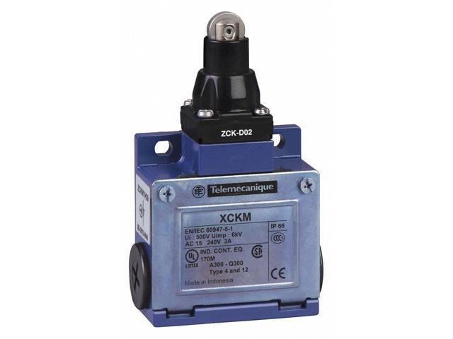 TELEMECANIQUE SENSORS XCKM102H7 Limit Switch, Plunger, Roller, 1NC/1NO, 10A at