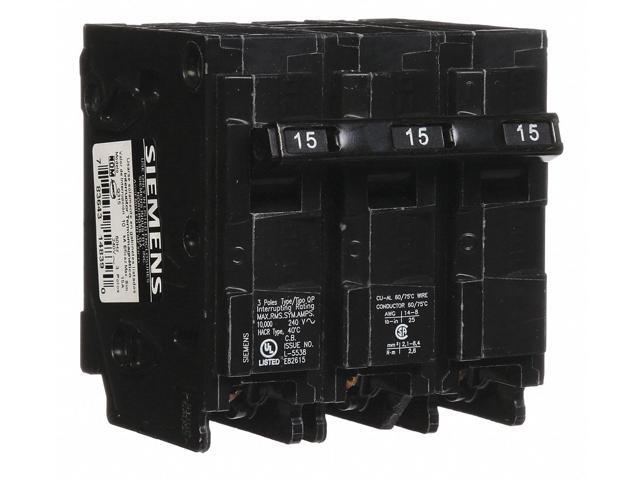 SIEMENS Q315 Miniature Circuit Breaker, QP Series, 15A, 3 Pole, 240V AC, 10kA