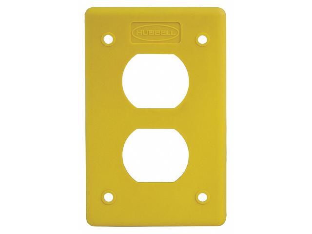 HUBBELL WIRING DEVICE-KELLEMS HBLP8FSY Duplex Cover Plate, Number of Gangs: 1