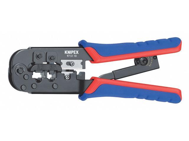 KNIPEX 97 51 10 7 1/2 in Crimper RJ-11/12 (6-Poles) 9.65mm, RJ-45 (8-Poles)