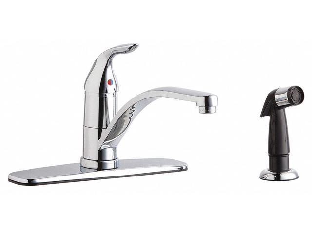 CHICAGO FAUCET 432-ABCP Low Arc Kitchen Faucet, Manual, 8' Mount, 2 Hole