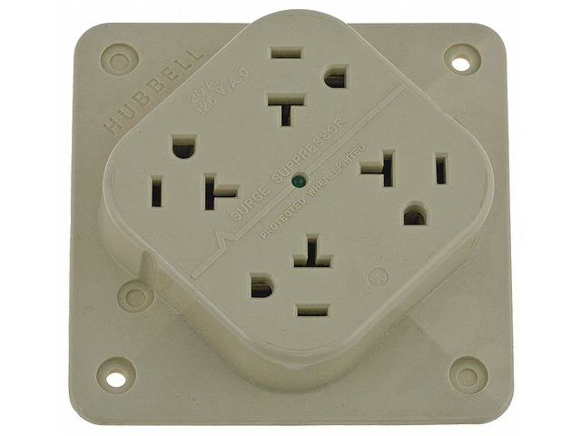 Hubbell Wiring Device-Kellems Receptacle,Quad,20A,5-20R,125V,Ivory HBL420IS