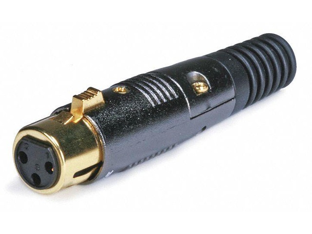 Monoprice 3 Pin XLR Female Mic Connector Gold Plated Pins - Black With Strain Relief Boot For Smooth, Corrosion Free Connections.