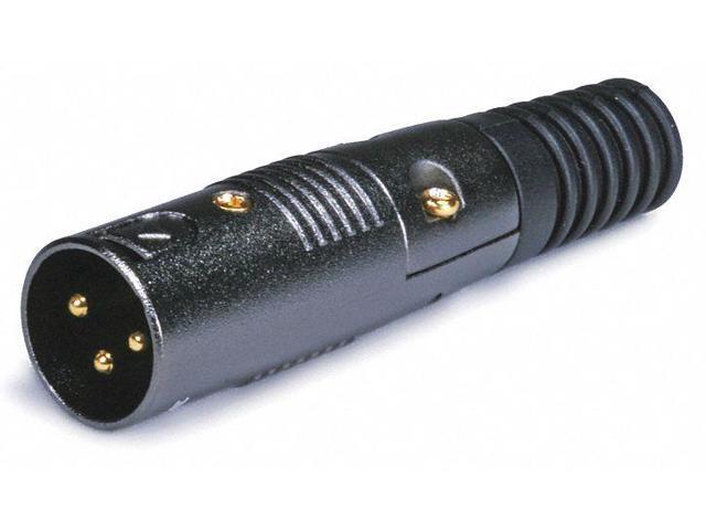 Monoprice 3 Pin XLR Male Mic Connector Gold Plated Pins - Black With Strain Relief Boot For Smooth, Corrosion Free Connections.