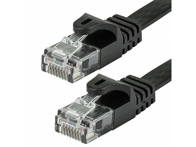 Monoprice Cat5e Ethernet Patch Cable - 3 Feet - Black Network Internet Cord - RJ45, Flat,Stranded, 350Mhz, UTP, Pure Bare Copper Wire, 30AWG