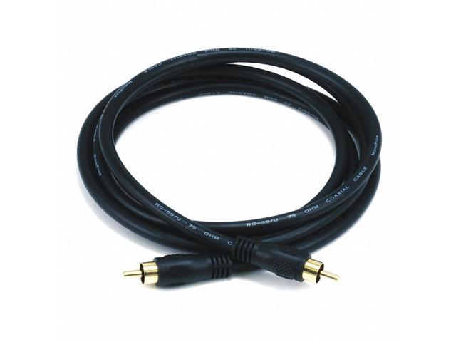 Monoprice Audio/Video Coaxial Cable - 6 Feet - Black RCA Male/Male RG-59U 75ohm (for S/PDIF Digital Coax Subwoofer & Composite Video)