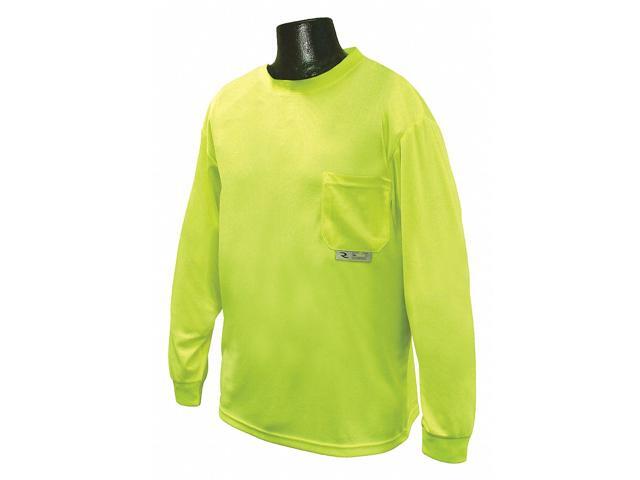 Hi-Visibility Green Polyester Long Sleeve T-Shirt, Size: XL, ANSI Class Unrated