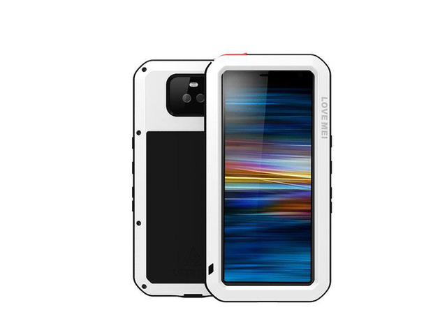 Love Mei Aluminum Metal Armor For Sony Xperia 10 Plus Shockproof Dirtproof Full Body Heavy Duty Case For Sony Xperia 10 Plus Cover (White)
