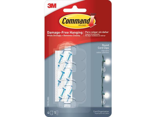 Cord Clip, Round, with Adhesive, 0.75'w, Clear, 4/Pack 17017CLRES