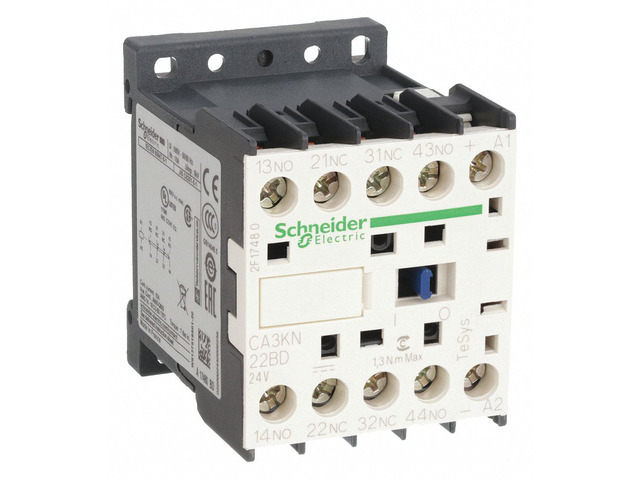 SCHNEIDER ELECTRIC CA3KN22BD IEC Control Relay, 2NO/2NC, 24V DC, 10 A