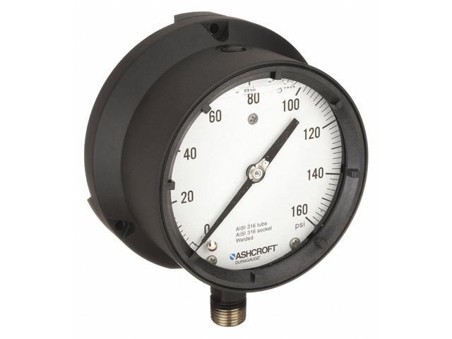 ASHCROFT 451379SSL04L160# Process Pressure Gauge, 0 to 160 psi, 4 1/2 in Dial,