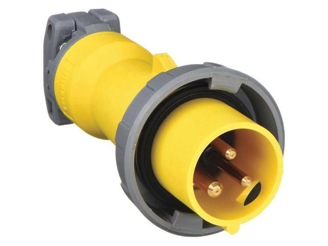 HUBBELL WIRING DEVICE-KELLEMS HBL320P4W Watertight Pin & Sleeve Plug, 20 A,