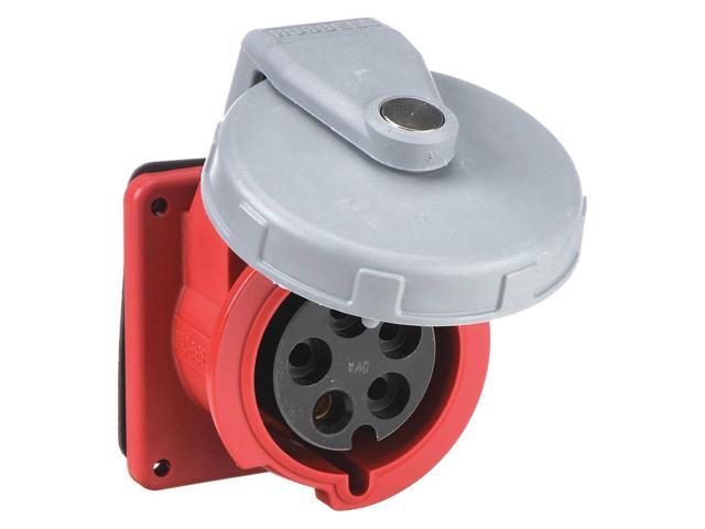 HUBBELL WIRING DEVICE-KELLEMS HBL520R7W IEC Pin and Sleeve Receptacle,20A,480V