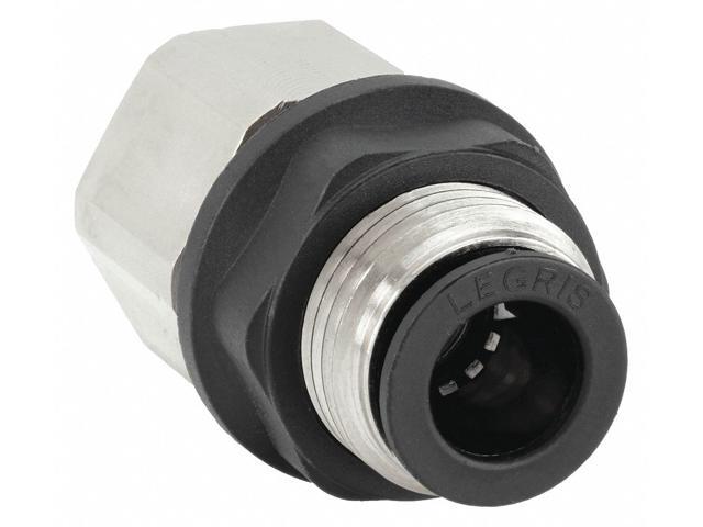 LEGRIS 3036 56 14 Push-Fit Adapter Fitting, 1/4 in Tube Size, Brass, Silver, 10