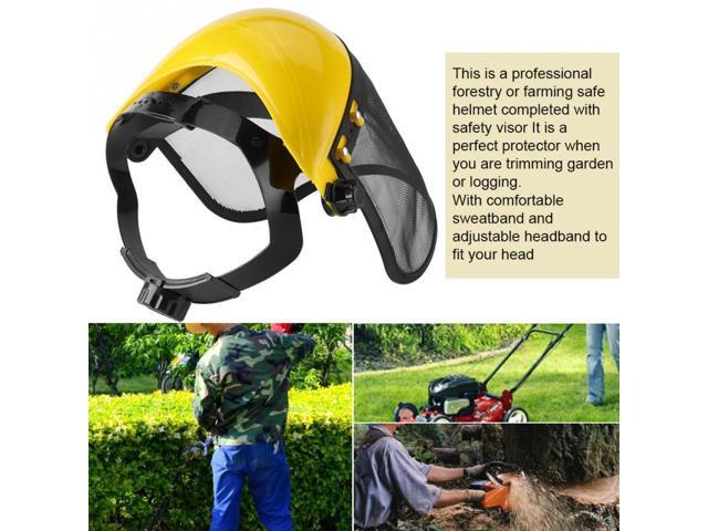 Garden Grass Trimmer Safety Helmet Hat with Full Face Mesh Visor for Logging Brush Cutter Forestry Protection