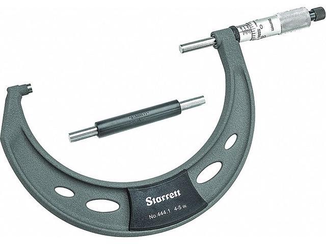STARRETT T444.1XRL-5 Outside Micrometer,4 to 5' Range,Ratchet