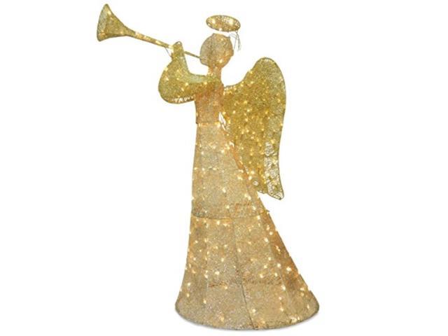 National Tree Company DF210004C 60' Champagne Angel Decoration - AC Powered - Warm White LED Lights - 18' x 33' x 60' - Champagne