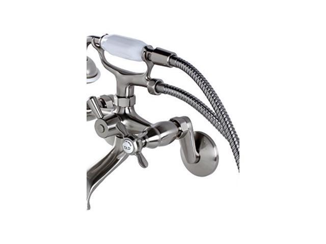 Kingston Brass KS286SN Essex 3' - 9' Adjustable Centers Wall Mount Clawfoot Tub Filler with Hand Shower, Satin Nickel