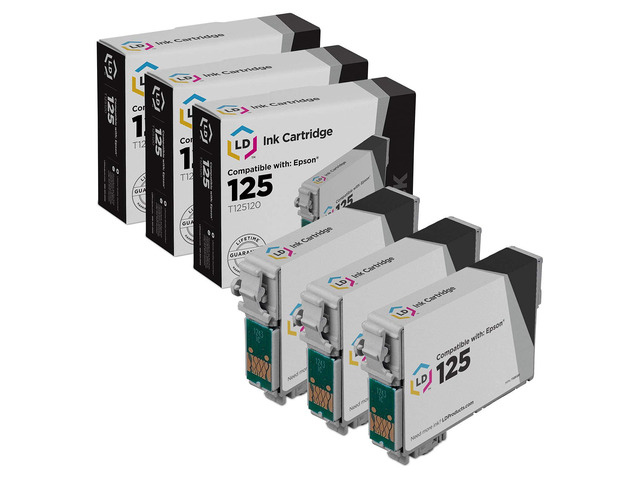 LD Products Remanufactured Ink cartridge Replacement for Epson 125 ( Black, 3-Pack )