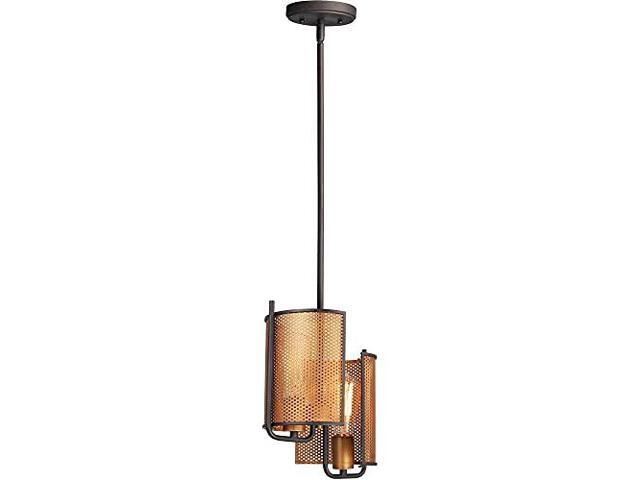 Maxim 31219OIAB Caspian Large Scale Metal Mesh Pendant Ceiling Light, 2-Lights 120 Total Watts, 12'H x 9'W, Oil Rubbed Bronze/Antique Brass