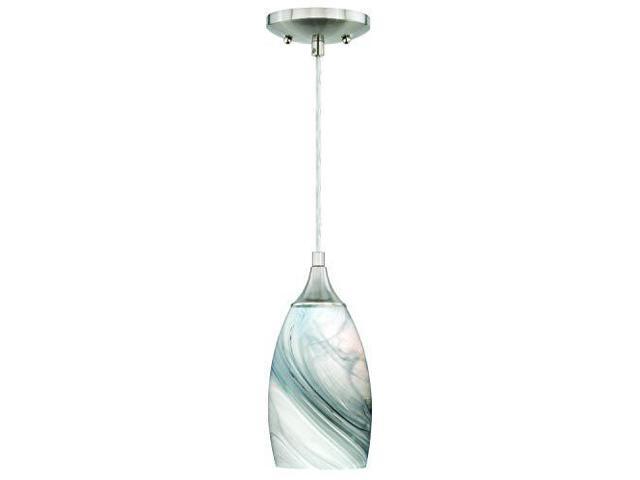 Milano Satin Nickel Mini Pendant Ceiling Light Gray White Glass