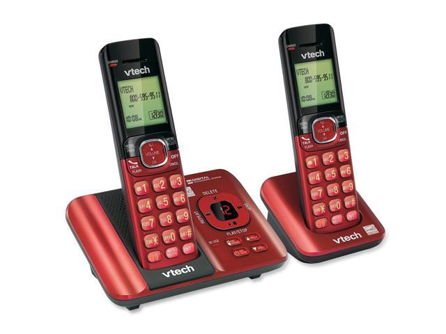 CS6529-26 2-Handset Cordless Phone with Answering Machine, Caller ID/Call Waiting, DECT 6.0, Handset Speakerphone, Red