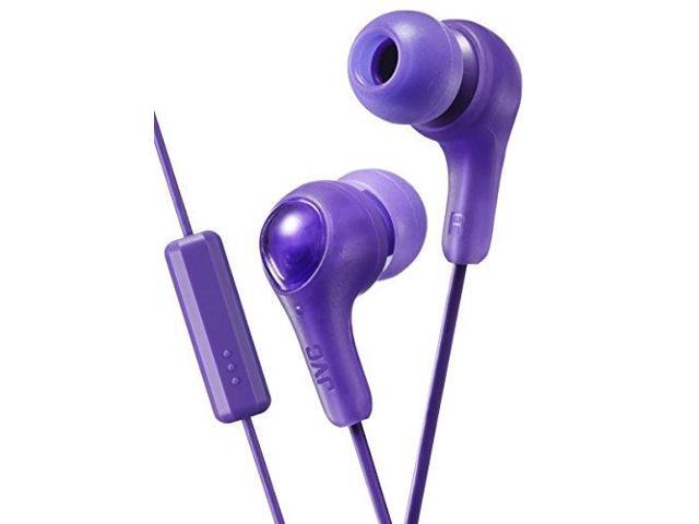PURPLE GUMY In ear earbuds with stay fit ear tips and MIC. Wired 3.3ft colored cord cable with headphone jack. Small, medium, and large ear tip...