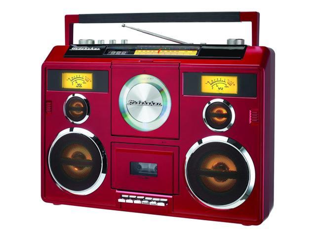 Studebaker Sound Station Portable Stereo Boombox with Bluetooth/CD/AM-FM Radio/Cassette Recorder (Red)