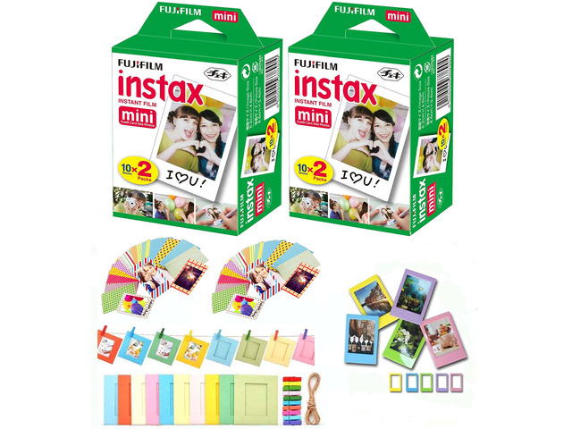 Fuji Instax Mini Instant Film 40 Shots with Bonus 20 Decorative Skin Stick-on Stickers for Fuji Instax Mini 8 and SP-1