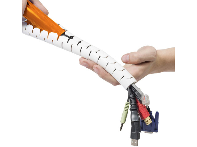 Cable Zipper Cord Tube Organizer with Zip Tool, 8.2 Feet, Cable Management Sleeve, Cover for Long Wire Runs, 1 Inch Diameter (8.2 FT, White)