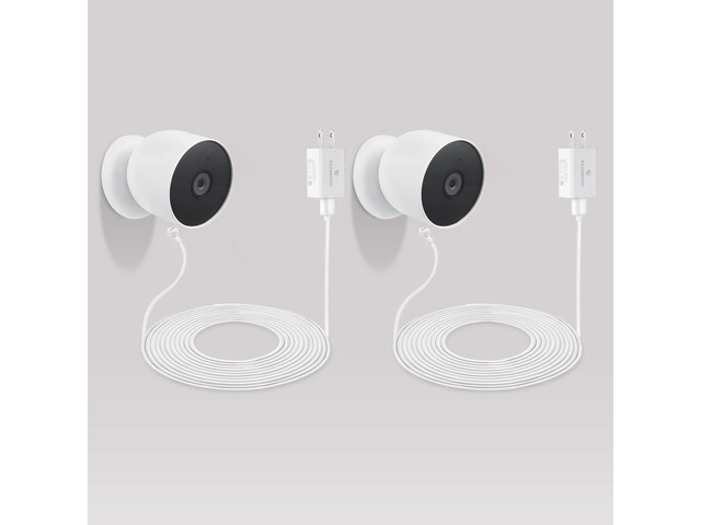Pogo Pin Cable & Adapter for Google Nest Cam Outdoor/Indoor, Battery (2-Pack)(26ft & 5.2V/2A) (Camera NOT Included)
