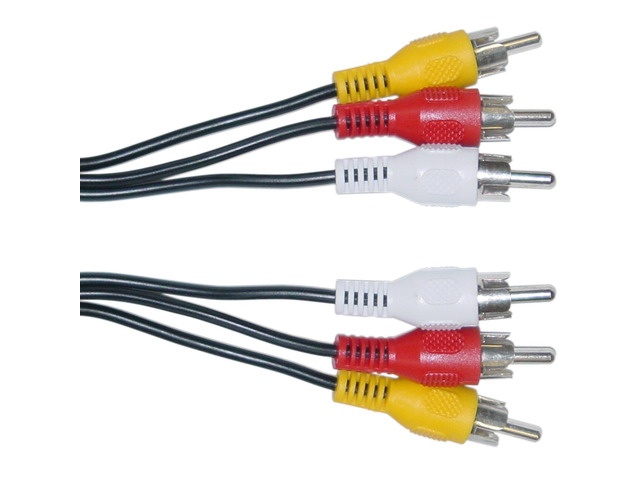 RCA Audio/Video Cable, A/V Cable, 3 RCA Male to 3 RCA Male, RCA Composite Video and Stereo Audio Cord, TV, DVD, CD, Black, 12 feet, RCA Audio Video...