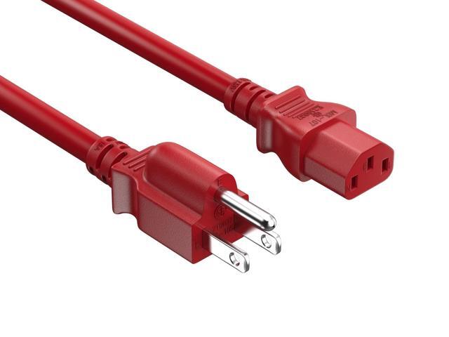 CableLeader 4ft 18 AWG Universal Power Cord IEC320 C13 to NEMA 5-15P Extension Power Cord Compatible with Computers Monitors Printers & TVs Red