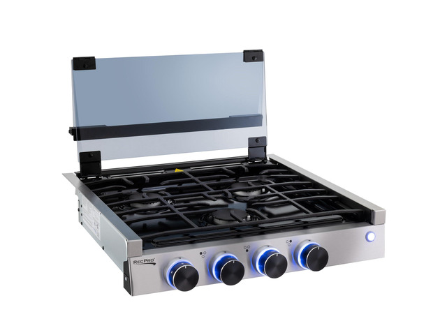 RV Built In Gas Cooktop 2 Burner or 3 Burner RV Cooktop Stove 6,500 and 8,000 BTU Burners Cover Included (Stainless Steel, 3-Burner)