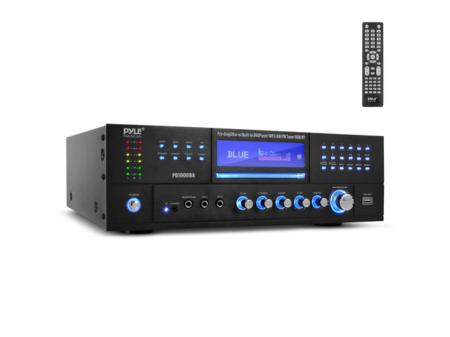 4-Channel 1000W Power Amplifier with Bluetooth - Wireless Stereo Home Audio Receiver w/ Front Loading CD DVD Player, FM Radio, USB-A, Headphone, 2...