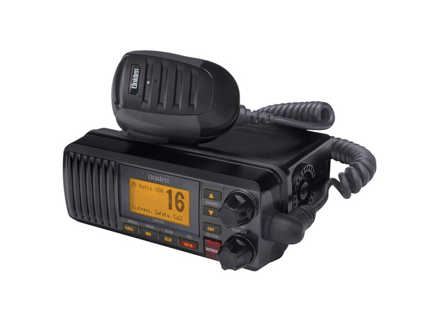 UM385BK 25 Watt Fixed Mount Marine VHF Radio, Waterproof, Noaa Weather Alert, All USA/Intl/Canadian Marine Channels